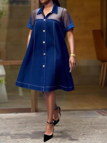 Women Denim Urban Plain Knee Length Dress | Denim Dresses